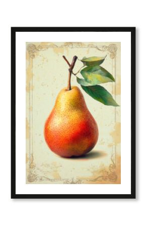 A colorful pear on a light creative background.