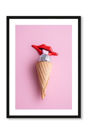 Licking ice cream summer trendy minimal poster.