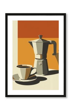 Mid Century Modern Coffee Break Poster Generative AI