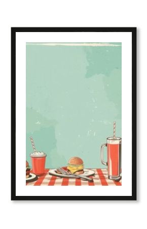 Vintage Diner Food Illustration Background