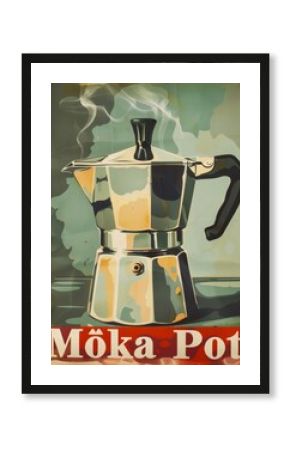 Moka pot poster coffee vintage