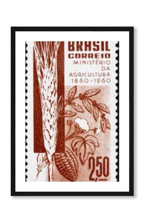 Postage stamp Brazil 1960 Grain, Coffee, Cotton and Cacao
