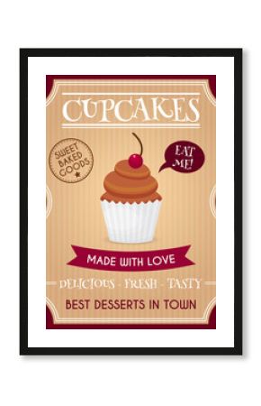 Cupcake retro poster