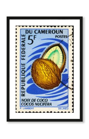 Coconut fruit on postage stamp