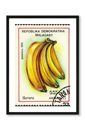 Banana on postage stamp