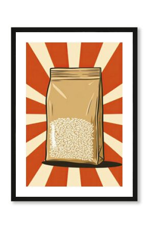 Retro Rice Packaging Poster — Mid-Century Style