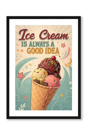 Ice Cream Always – Retro Dessert Poster