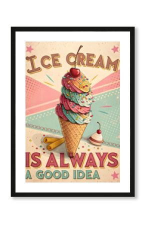 Ice Cream Always – Retro Dessert Poster