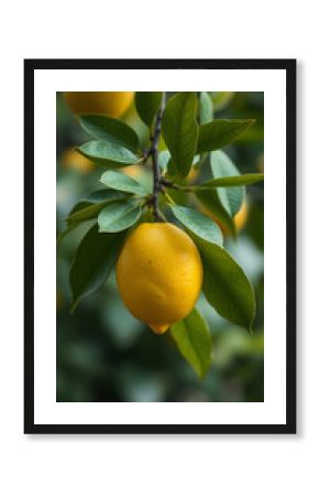 Lemon branch botanical fruit art vertical
