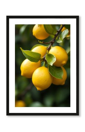 Lemon branch botanical fruit art vertical
