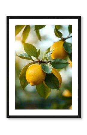Lemon branch botanical fruit art vertical