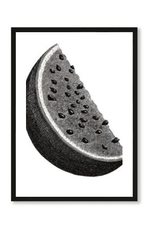 Vintage Watermelon Slice In Retro Engraving. Fruit Illustration Isolated On Transparent Background