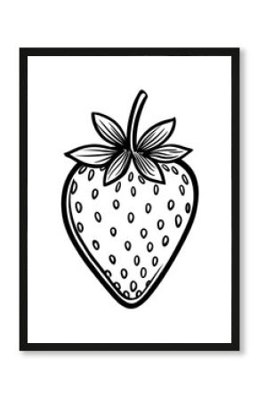 Detailed black and white line drawing of a strawberry (1)
