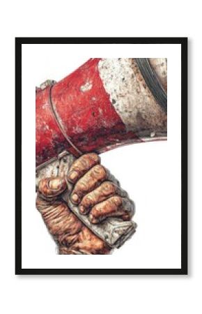 Textured Hand Holding Megaphone