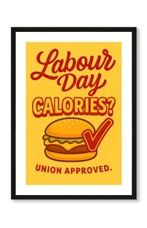 Labour Day Indulgence: Celebrate the holiday with a delicious, union-approved burger, embracing those well-deserved calories. A retro poster for your patriotic and culinary delight, perfect for social