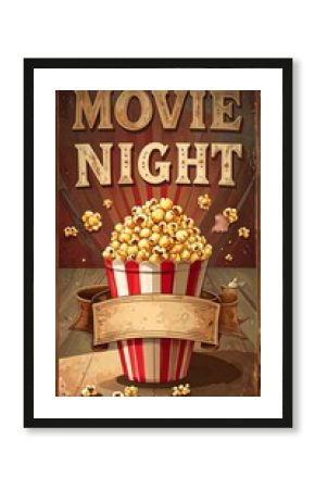 Retro movie night poster