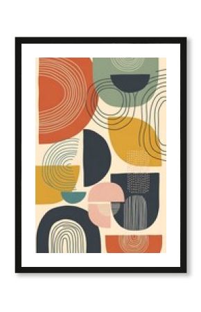 Abstract Geometric Composition with Earthy Tones and Minimalist Design.
