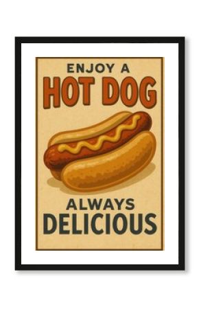 Vintage hot dog poster always delicious