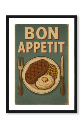 Bon Appetit Vintage Food Poster