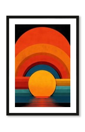 Retro Sunset Geometric Design with Warm Colors
