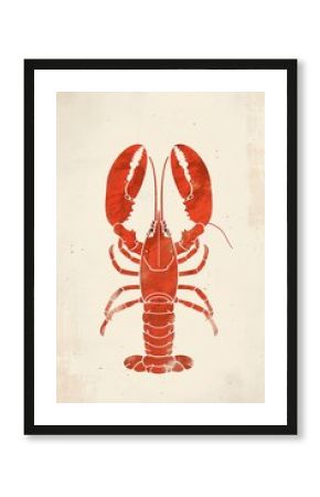 Stylized red lobster on textured background