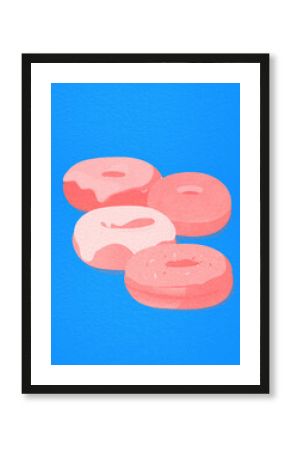 Doughnuts halftone retro graphic style. 