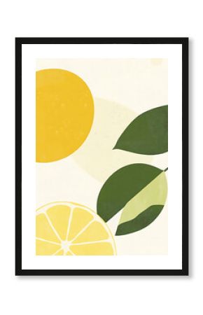 Lime minimalist retro poster light yellow and light green white background memphis style minimalist art flat illustration