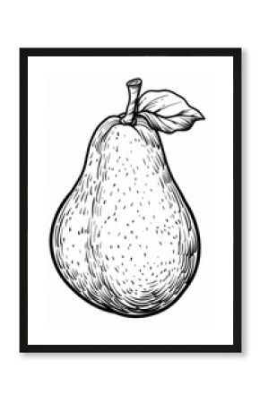 A vintage-style woodcut illustration of a pear. Perfect for food packaging labels or farm-to-table restaurant branding.