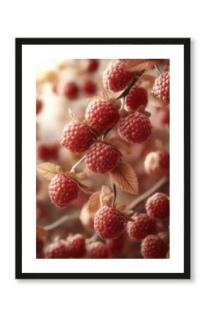 Ripe raspberries on a light background.