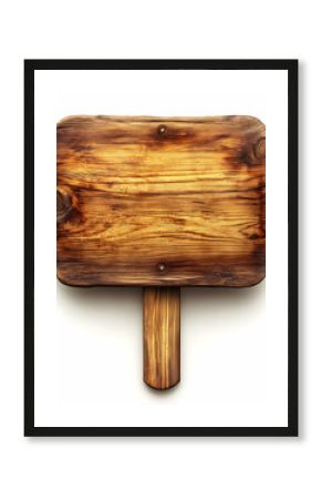 Rustic Wooden Signpost 3D Render Illustration: Blank Wooden Sign with Post for Text or Message