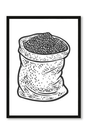 bag of wheat grain sketch raster illustration