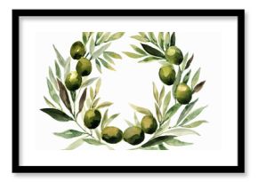 watercolor sketch of a wreath of olive branches