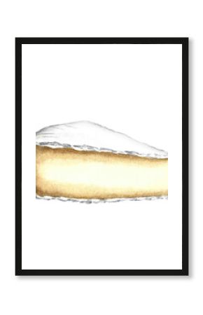 A piece of Camembert cheese. Hand-drawn watercolor illustration. Color image. Isolate. For packaging and labels. For banners and posters. For restaurant menus, bars, and more.