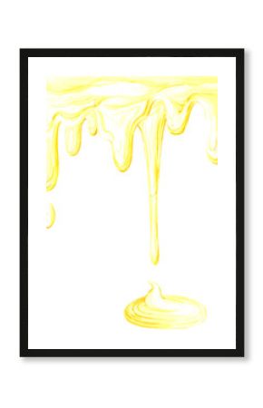 Golden honey composition, hand drawn watercolor illustration isolated on white background. Can be used for greeting card, postcards and other printed products.