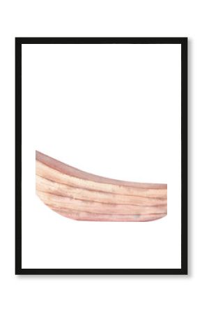 Cute children's cartoon boat with wooden sides. Isolated on a white background. Hand-drawn watercolor illustration for decorating baby rooms, kids clothes, and children's parties in a nautical style