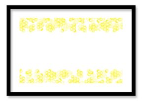 Golden honey comb banner frame border, hand drawn watercolor cell illustration isolated on white background. Can be used for banner, advertising and other printed products.