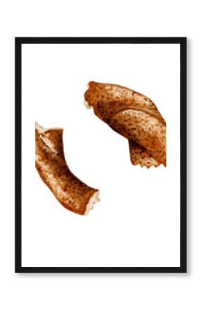 bagel set. Turkish traditional simit. The bagel halves are lying. Top view. Watercolor illustration without background