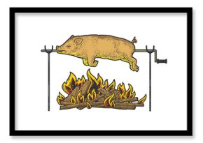 Bonfire pork sketch raster illustration