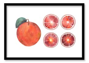 Watercolor Orange and Slices Illustration is great for modern home decor with a contemporary touch