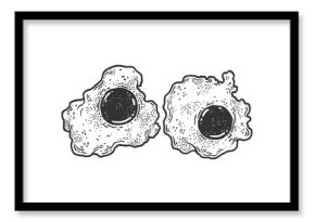 Fried egg sketch raster illustration
