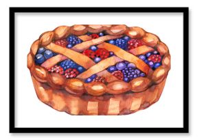 Watercolor painting of dessert pie. Delectable dessert illustrations for all your design needs.