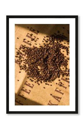 Kaffee coffee auf Leinensack
