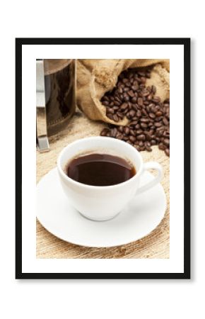 Black Coffee with coffee beans