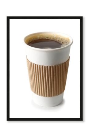 Paper cup of coffee isolated on white