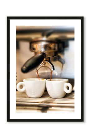 Coffee machine dispensing a double espresso