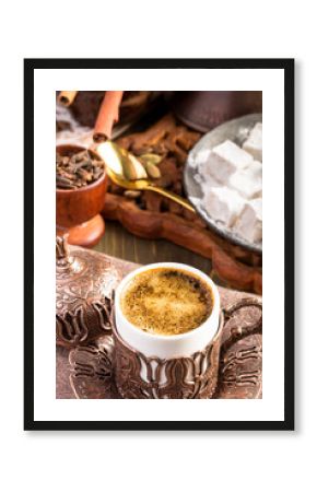 Traditional turkish coffee above