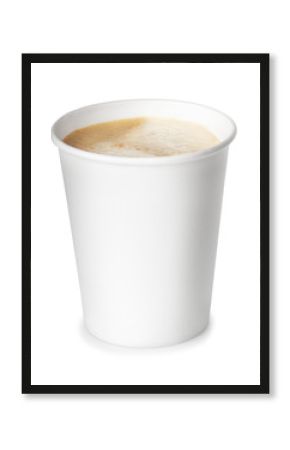 Paper cup of coffee isolated on white background with clipping p