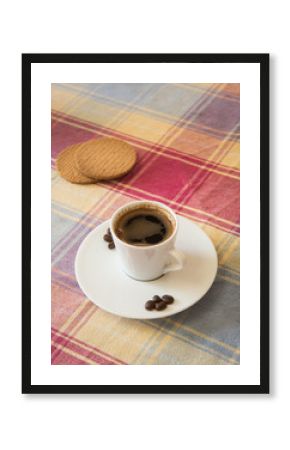 Breakfast with espresso coffee  and biscuits