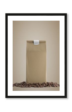 Beige pack of coffee against beige background