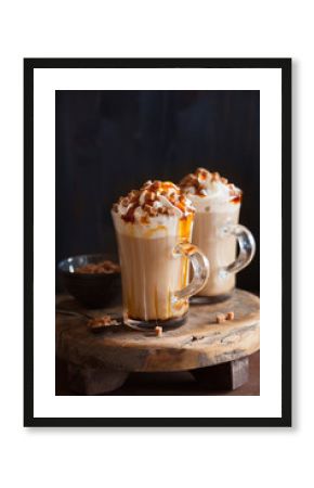 cafe latte with whipped cream and caramel